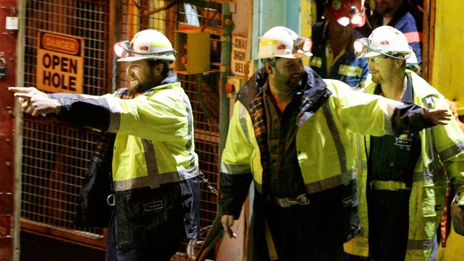 Tasmanian miners Todd Russell (left) and Brant Webb (centre) received $2.6 million from Nine. Picture: Getty