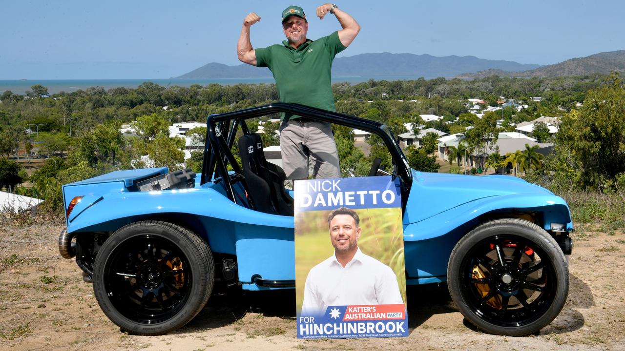 KAP Hinchinbrook member Nick Dametto with beach buggy at Bushland Beach. Picture: Evan Morgan