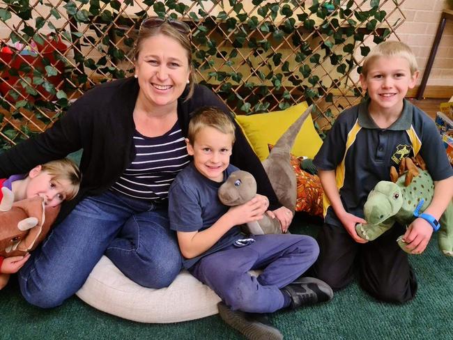 Before and after school care at Raglan Public School in the Bathurst area has been a game changer for the Wray family. Pictured (L-R) are Kenzie Wray, mum Robyn Wray, year one student Lachlan Wray and year five student Alex Wray. Picture: Supplied.