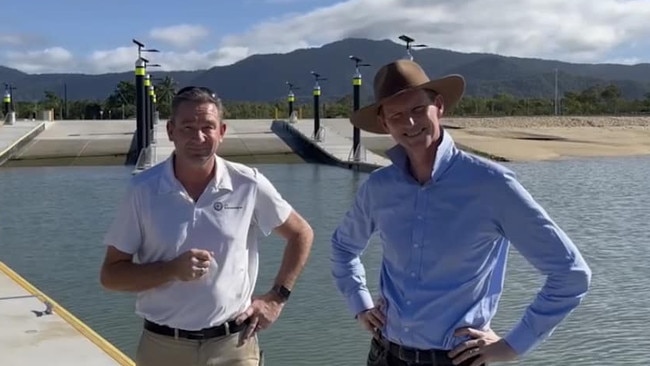 Barron River MP Craig Crawford with Transport Minister Mark Bailey at the new Yorkeys Knob boat ramp. Picture: Craig Crawford