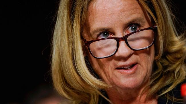 Christine Blasey Ford testifies before the Senate Judiciary Committee. Picture: AFP