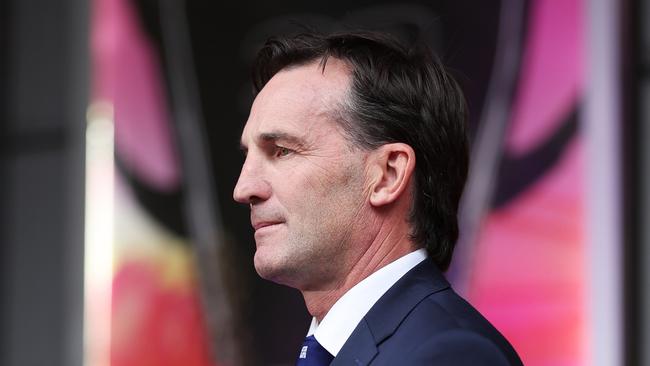 SYDNEY, AUSTRALIA - MARCH 06: Andrew Dillon, Chief Executive Officer of the AFL speaks to media as he arrives during the 2024 AFL season launch at Roslyn Packer Theatre on March 06, 2024 in Sydney, Australia. (Photo by Mark Metcalfe/Getty Images)