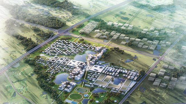 Concept images of property developer BHL's Northern Gateway City, located at the Western Sydney Aerotropolis at Badgerys Creek.