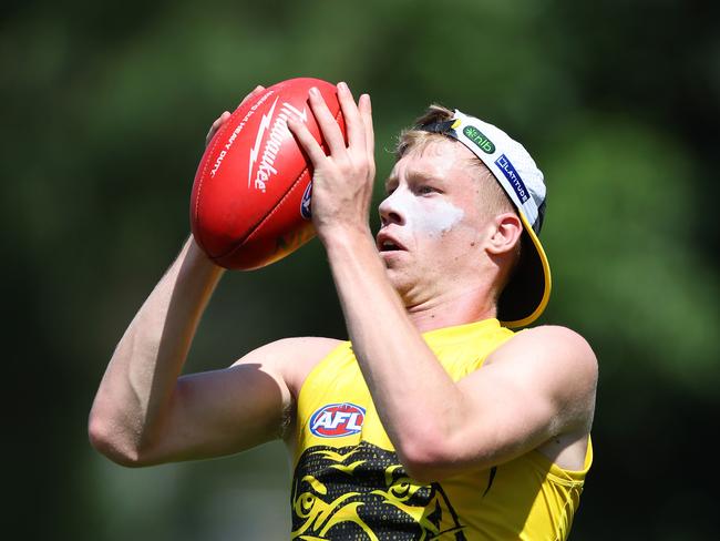 MELBOURNE, FEBRUARY 14, 2025: Richmond Football Club pre-season training at Punt Road Oval. Thomas Sims. Picture: Mark Stewart