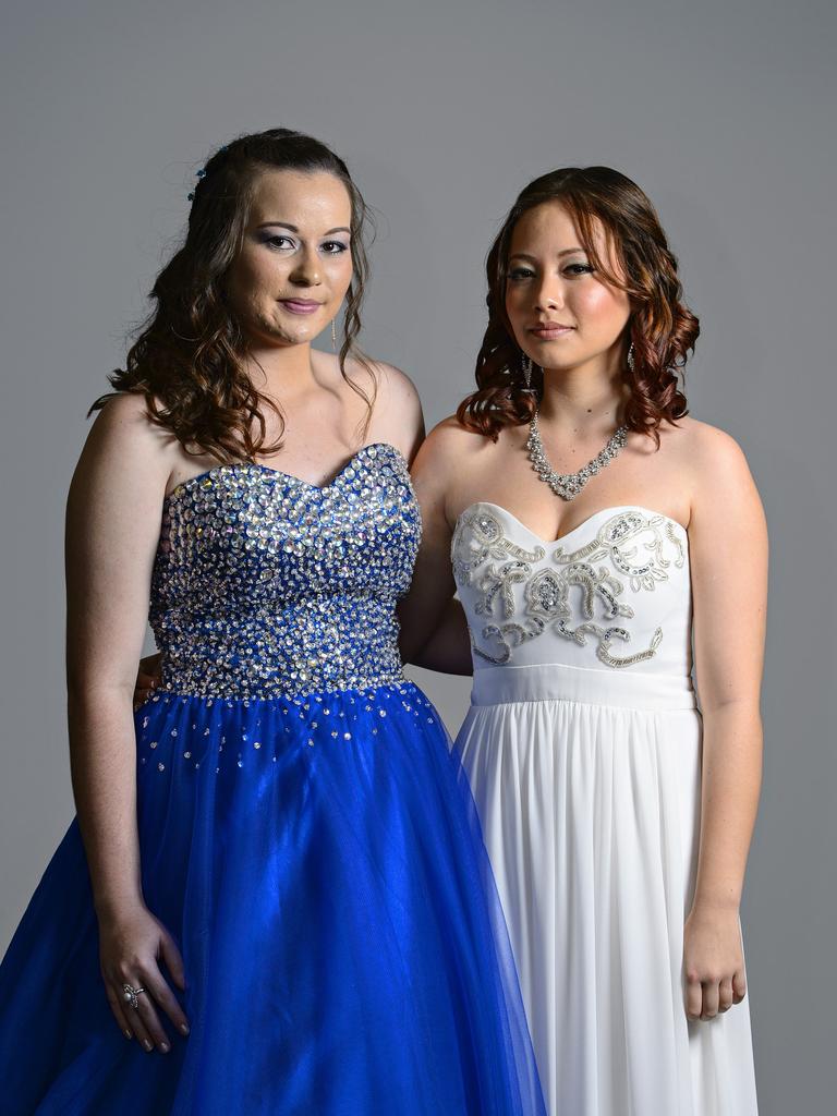 Josephine Staines and Grace McClelland at the 2014 Good Shepherd Lutheran College formal at the Darwin Convention Centre. Picture: NT NEWS