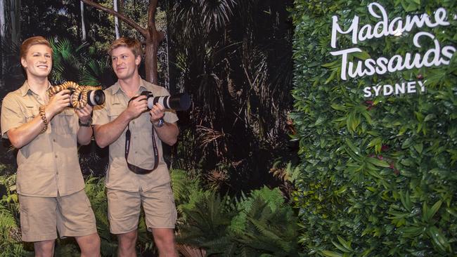 Irwin Jnr meets his wax double at Madame Tussauds on Thursday. Picture: Jeremy Piper