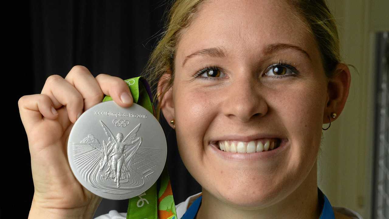 Swimmer Leah Neale was thrilled to be back in Ipswich with family and friends after winning a silver medal at the Rio Olympics. Picture: Rob Williams