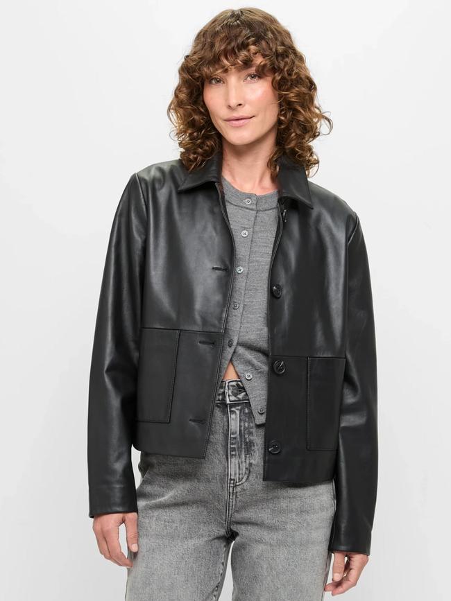 Target has just released a new real leather jacket for $99. Picture: Target