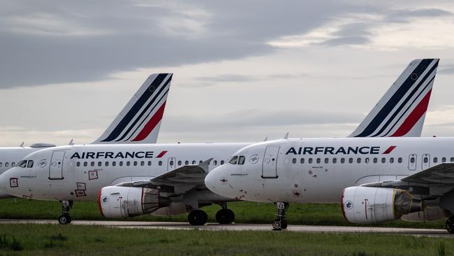 Air France planes parked on the tarmac at Paris Charles de Gaulle Airport in Roissy. Picture: AFP