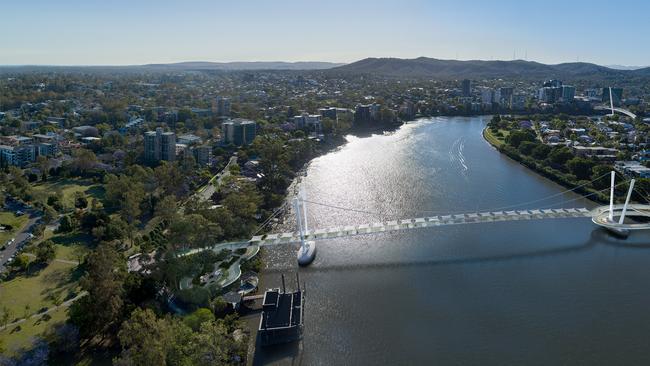 The St Lucia bridge, looking back towards Toowong and the city.