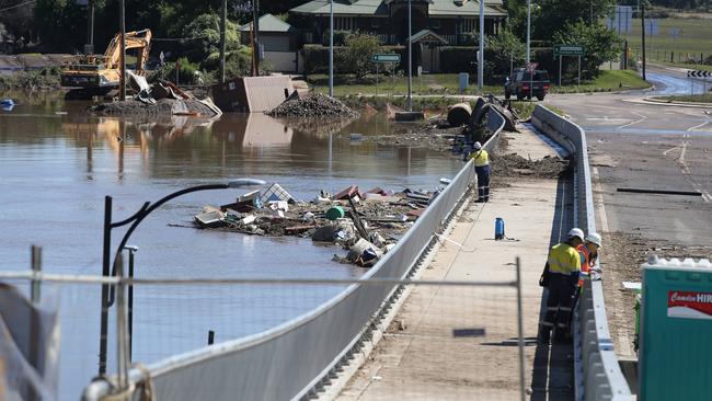 Debris has landed against the Windsor Bridge. Picture: Tim Hunter