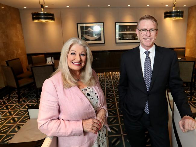 24/01/2020 Crown Resorts new Chair Helen Coonan  with new CEO  Ken Barton in the Crystal Club at Crown, Melbourne.David Geraghty / The Australian.