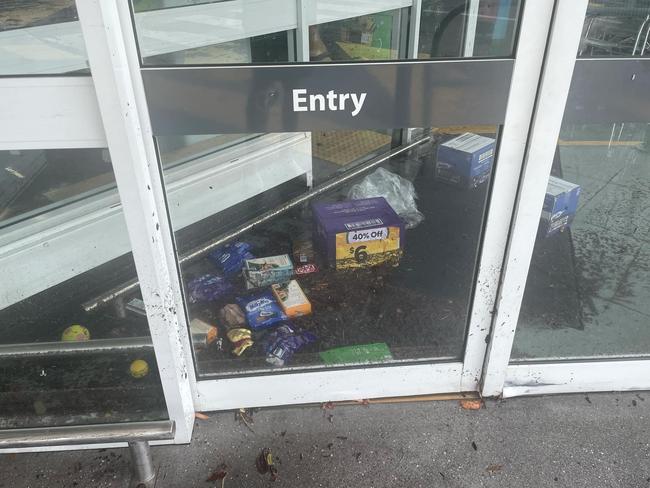Debris in the Woolworths Pialba precinct. Picture: Phillip Fynes-Clinton