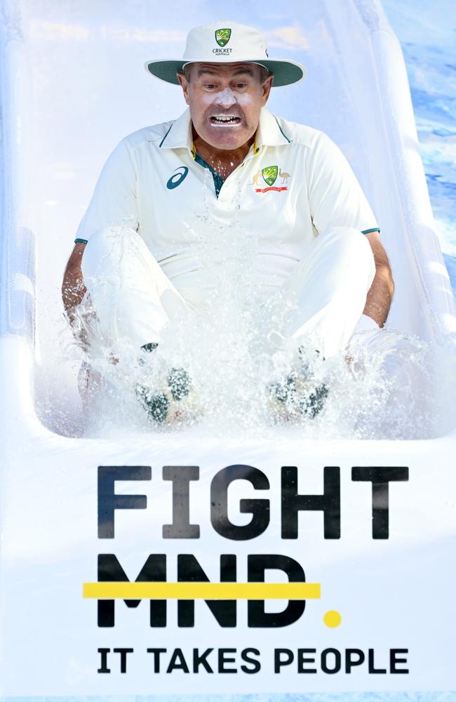 Former Australian cricketer Mark Taylor as Shane Warne. Picture: Quinn Rooney