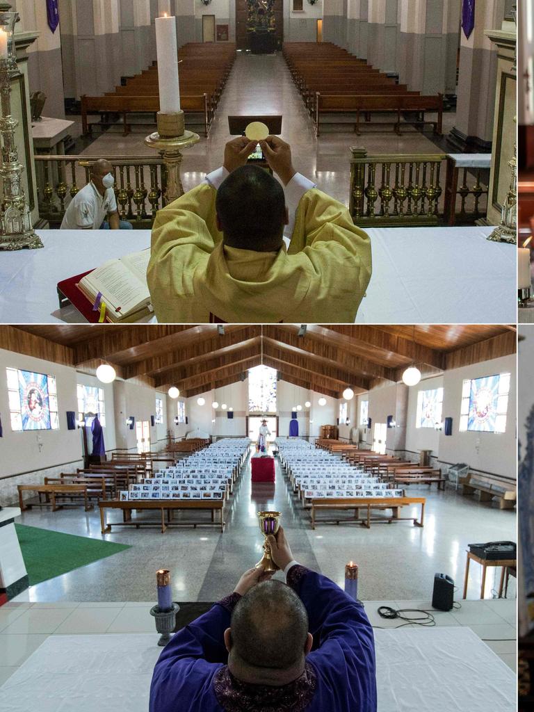 Holy Week masses are celebrated behind closed doors amid the spread of the new coronavirus in Caracas, Venezuela and San Jose, USA. Pictures: AFP