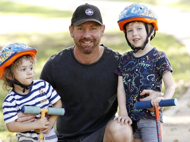 “I think the Liberal government have done a lot more … Bob Carr was in <br/>for how long and nothing happened.” - Jarrod Beekan, 33, a local government worker from Penrith with his kids Hunter, 5, and Cooper, 2. Picture: Tim Hunter