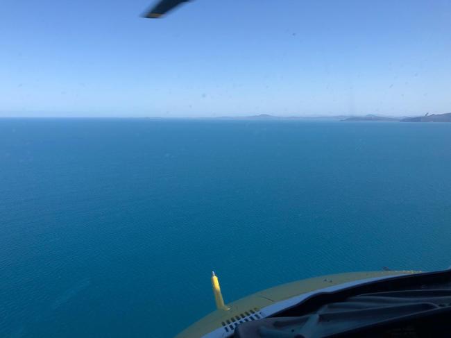 View from the RACQ CQ Rescue helicopter en route to the girl after today’s attack. Picture: Twitter/RACQ CQ Rescue