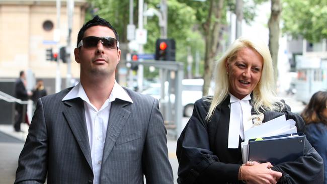 Justin Gatto leaves the County Court with barrister Nicola Gobbo. 