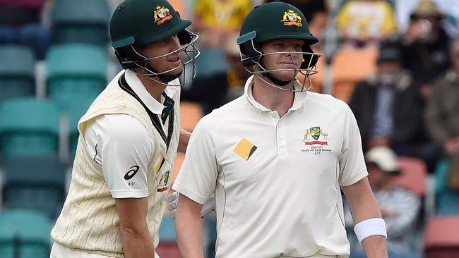 Adam Voges and Steve Smith in the middle in Hobart.