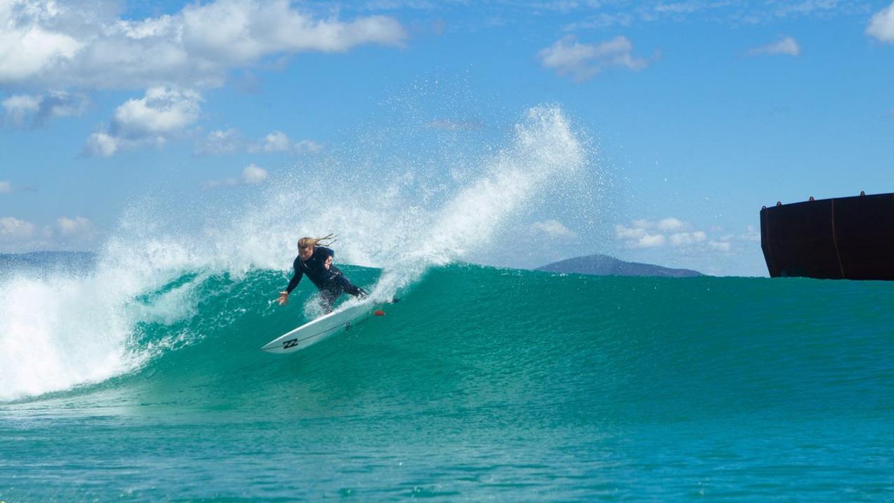 Mark 'Occy' Occhilupo carves up one of the breaks that was named after him at Surf Lakes.