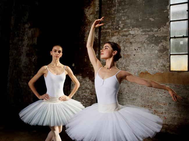 (L to R) Ballet dancers Isobelle Dashwood and Lilla Harvey at Carriageworks in Sydney on Sunday, May 21, 2023. Both dancers were announced as winners in the 2023 Telstra Ballet Dancer Awards Picture: Nikki Short