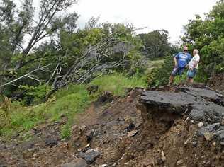 Concerned residents at Oakey Creek Road which is one of the many roads that need to be repaired in the region. Picture: Marc Stapelberg