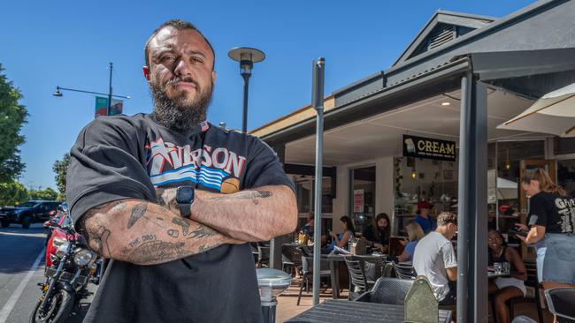 Owner of C.R.E.A.M cafe, Joshua Rivers, 34 at Jetty Road Brighton SA. Pictured on 13th March 2025. Picture: Ben Clark