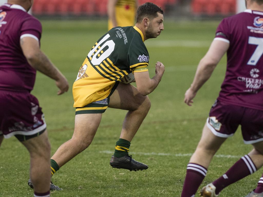 Timothy Duggan of Wattles against Dalby. Picture: Kevin Farmer.