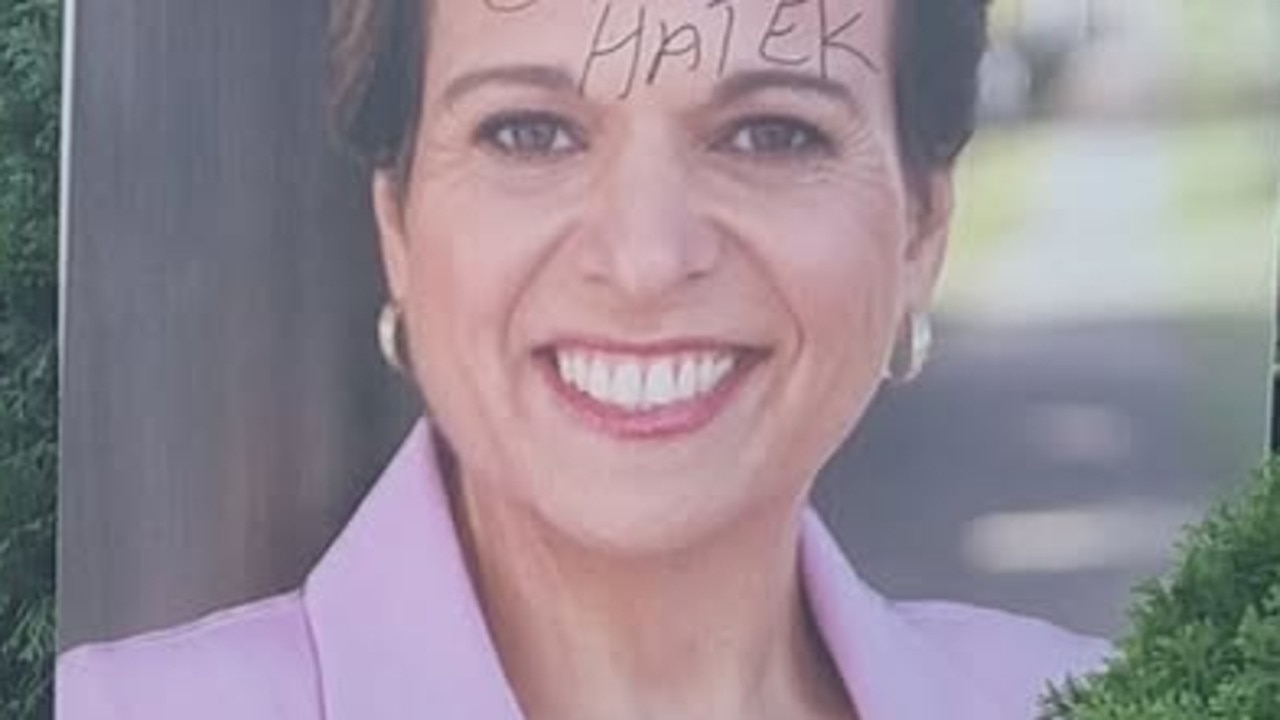 Labor frontbencher’s corflutes hit with vile graffiti