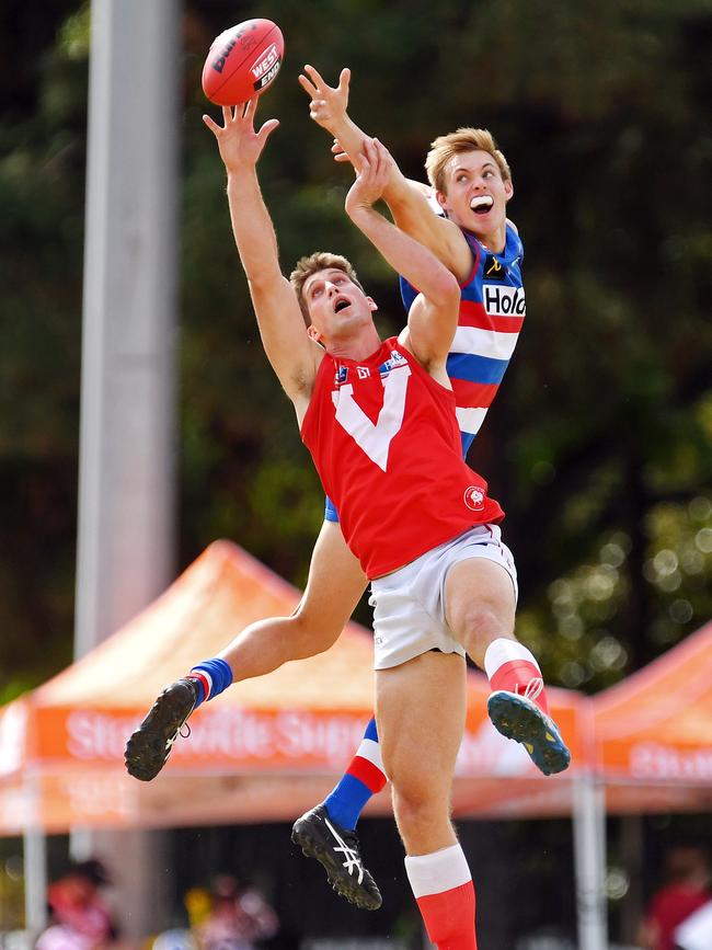 Jack Blair in action in 2019. The ruckman has left North Adelaide. Picture: Tom Huntley