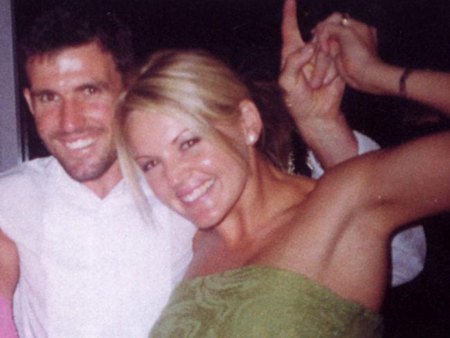 Anthony Stevens with then-wife Kelli at Wayne Carey’s wedding reception in 2001.