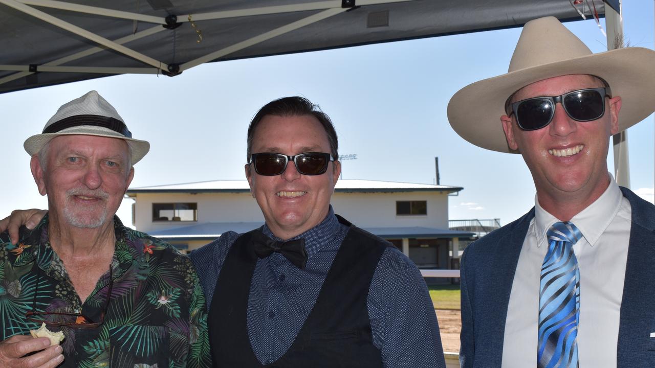 Brian Kelly, Brendan Kelly and Trent Wrayford at the 2022 Gympie RSL Club Cup race day.