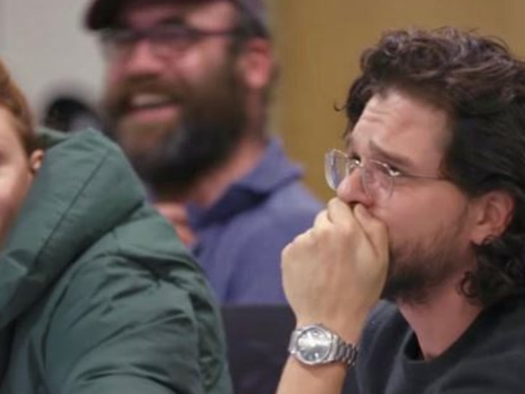 Kit harington at the final Game of Thrones table read, in a scene from HBO's documentary, The Last Throne. Picture: HBO