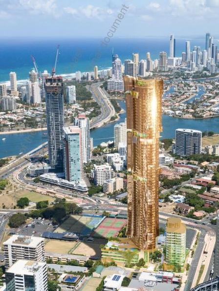 An artist impressions of ASF Consortium's Gold Tower, The AU. Approved more than five years ago, it has never been built.