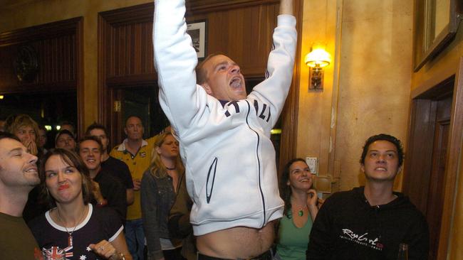 News 26/6/06 Soccer Fans parting at Shenanigans ahead of tonights game against Italy. Pictured is Stefan Baggi.. Photo: Aaron Francis