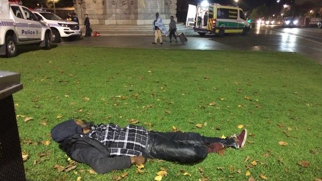 Police and ambulance attend Adelaide’s National War Memorial. Picture: Supplied