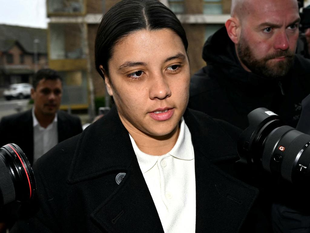 Sam Kerr at court in London during February. Picture: Justin Tallis / AFP