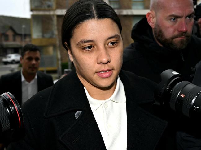Sam Kerr at court in London during February. Picture: Justin Tallis / AFP