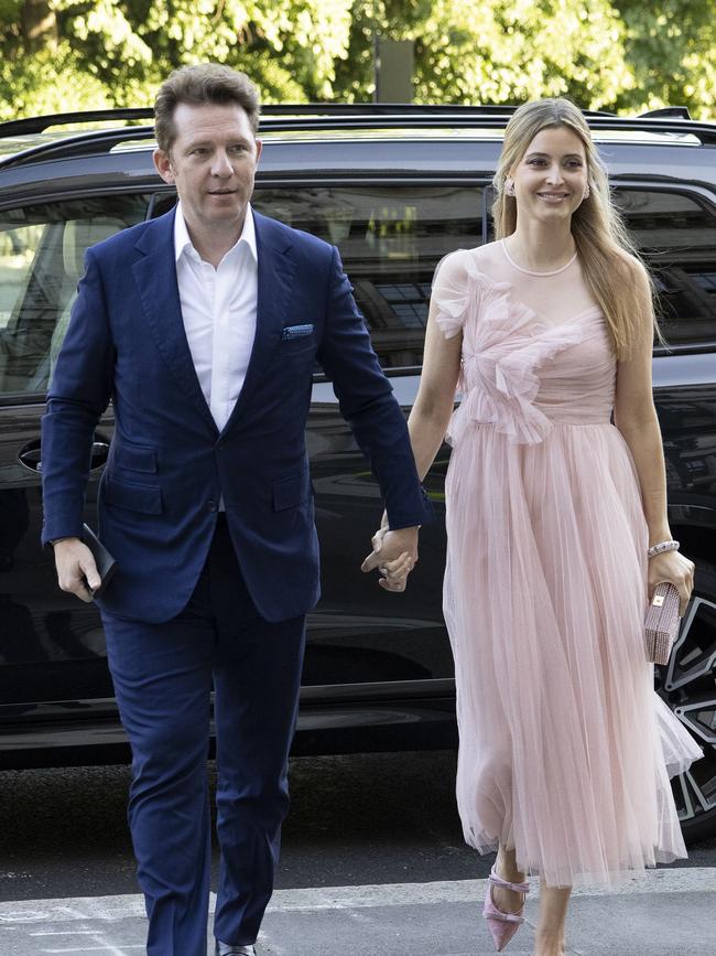 Nick Candy and Holly Valance arrive for the Conservative Summer Party at the V &amp; A. Picture: Getty Images.