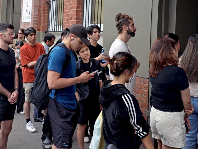 SYDNEY AUSTRALIA - NCA NewsWire Photos MARCH 22, 2023: Dozens of Sydneysiders are pictured lined up outside an open-for-inspection rental apartment in Surry Hills. The rental crisis remains one of the key issues of the 2023 NSW state election. Picture: NCA NewsWire / Nicholas Eagar