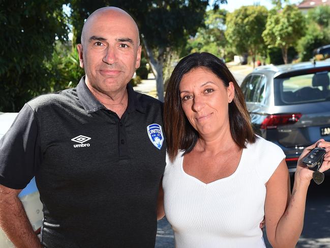 Nick and Eva Raptopoulos are frustrated by the lack of public transport in their local area, having to rely on their cars to get around. Picture: Josie Hayden