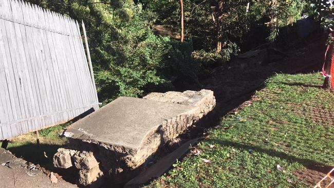 Fences were uprooted in the landslide. Picture: John Trevorrow