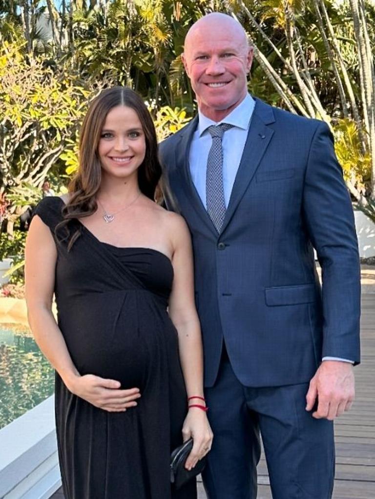 Hall’s partner Lauren Brant is pregnant with their fourth child. Picture: laurenbrant/Instagram