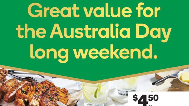 EMBARGO FOR DAILY TELEGRAPH 24 JANUARY 2024., , 23 January 2023. Woolworths Ad for Australia day Specials after announcing they will no longer sell australia Day merchandise. Photo: Supplied