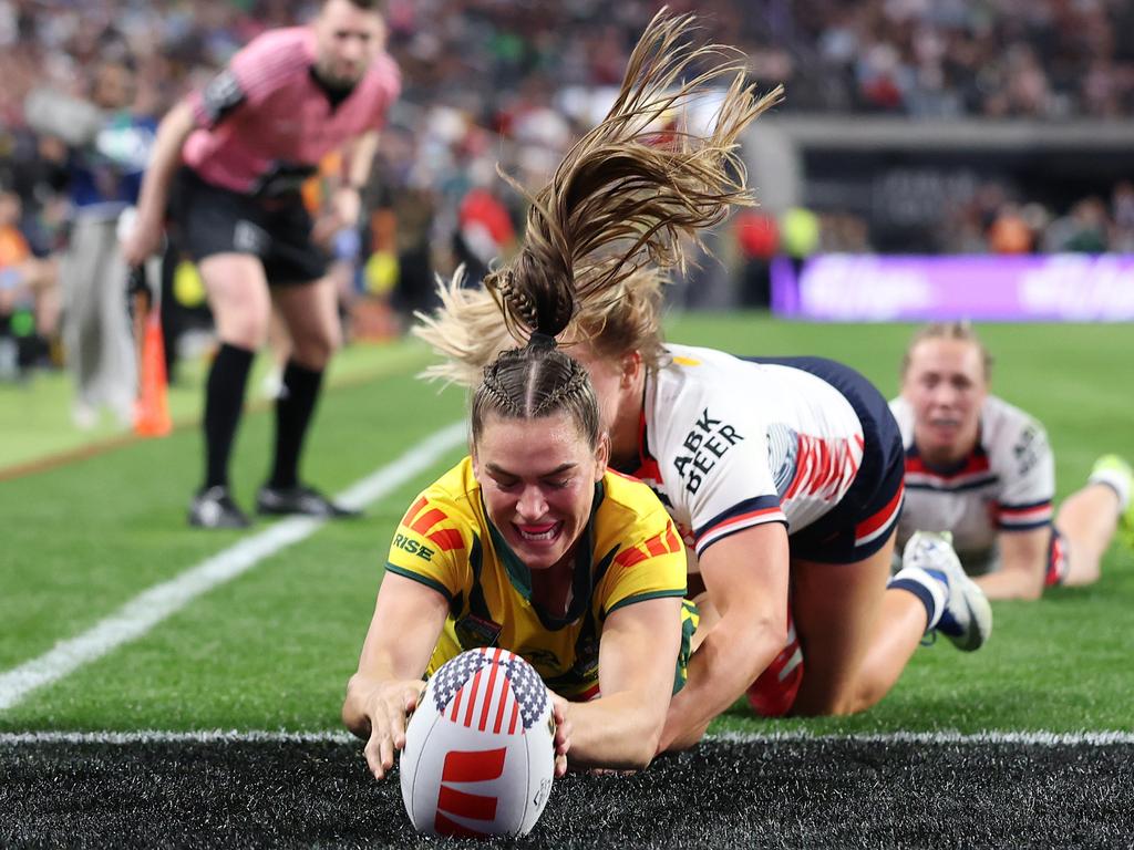 The Jillaroos demolished England in Vegas. Picture: Ezra Shaw/Getty Images