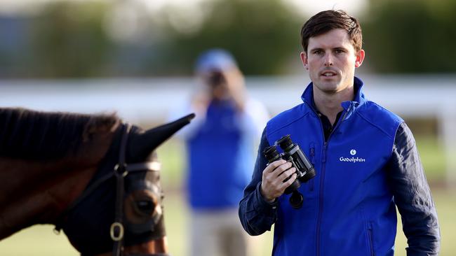 Racing stable Godolphin host a media breakfast ahead of Australia's richest race The Everest this weekend with stable stars Trekking and Alizee taking part in some light track work. Head trainer James Cummings. Picture: Toby Zerna