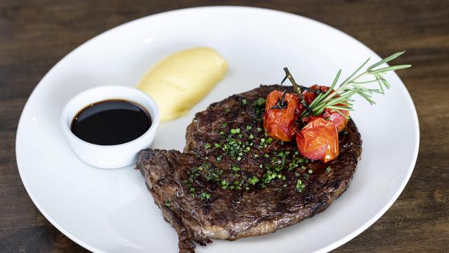 The ribeye served with mushroom sauce is sublime. Picture: Monique Harmer