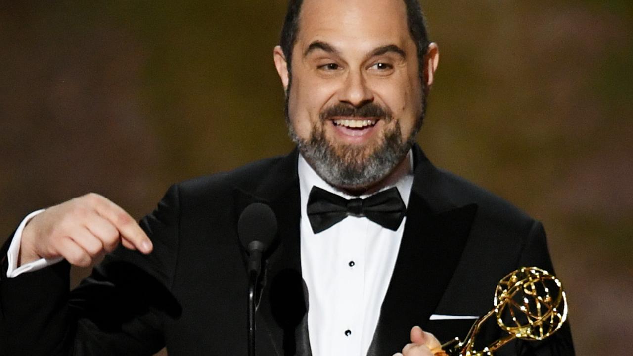 Craig Mazin accepting an Emmy for his writing on Chernobyl. Picture: Kevin Winter/Getty Images