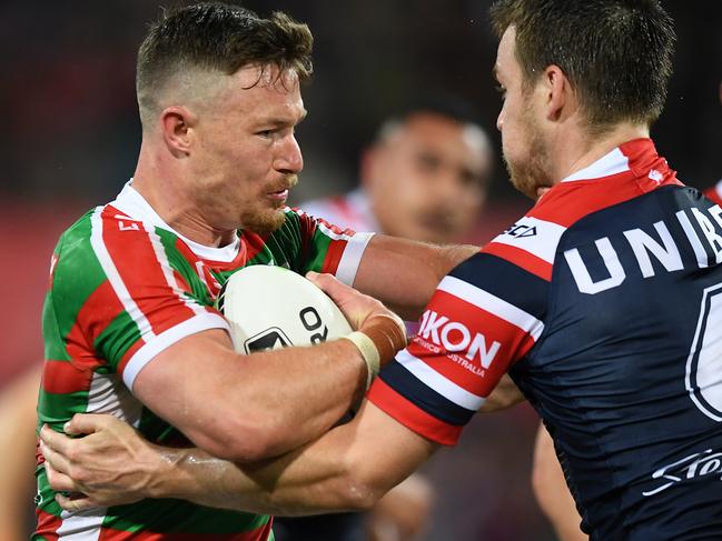 Damien Cook of the Rabbitohs during the NRL First Qualifying Final match between the Sydney Roosters and the South Sydney Rabbitohs at the SCG in Sydney, Friday, September 13, 2019. (AAP Image/Joel Carrett) NO ARCHIVING, EDITORIAL USE ONLY