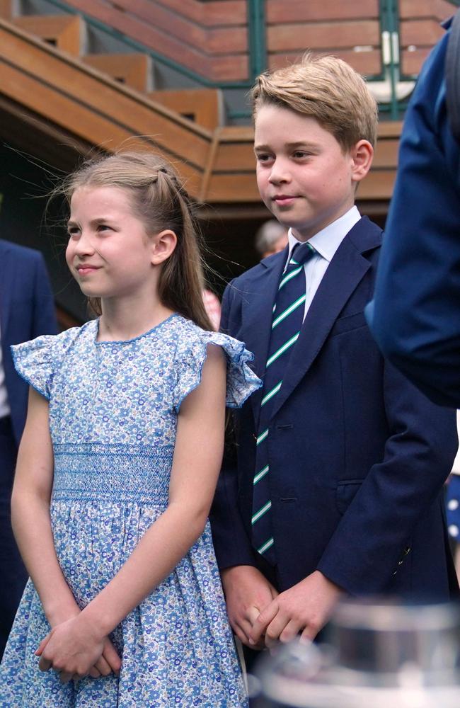 The royal siblings wore blue for the public outing. Picture: AFP